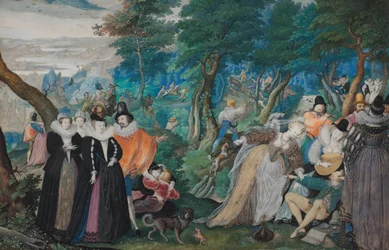 野外パーティー。夫婦愛の寓意